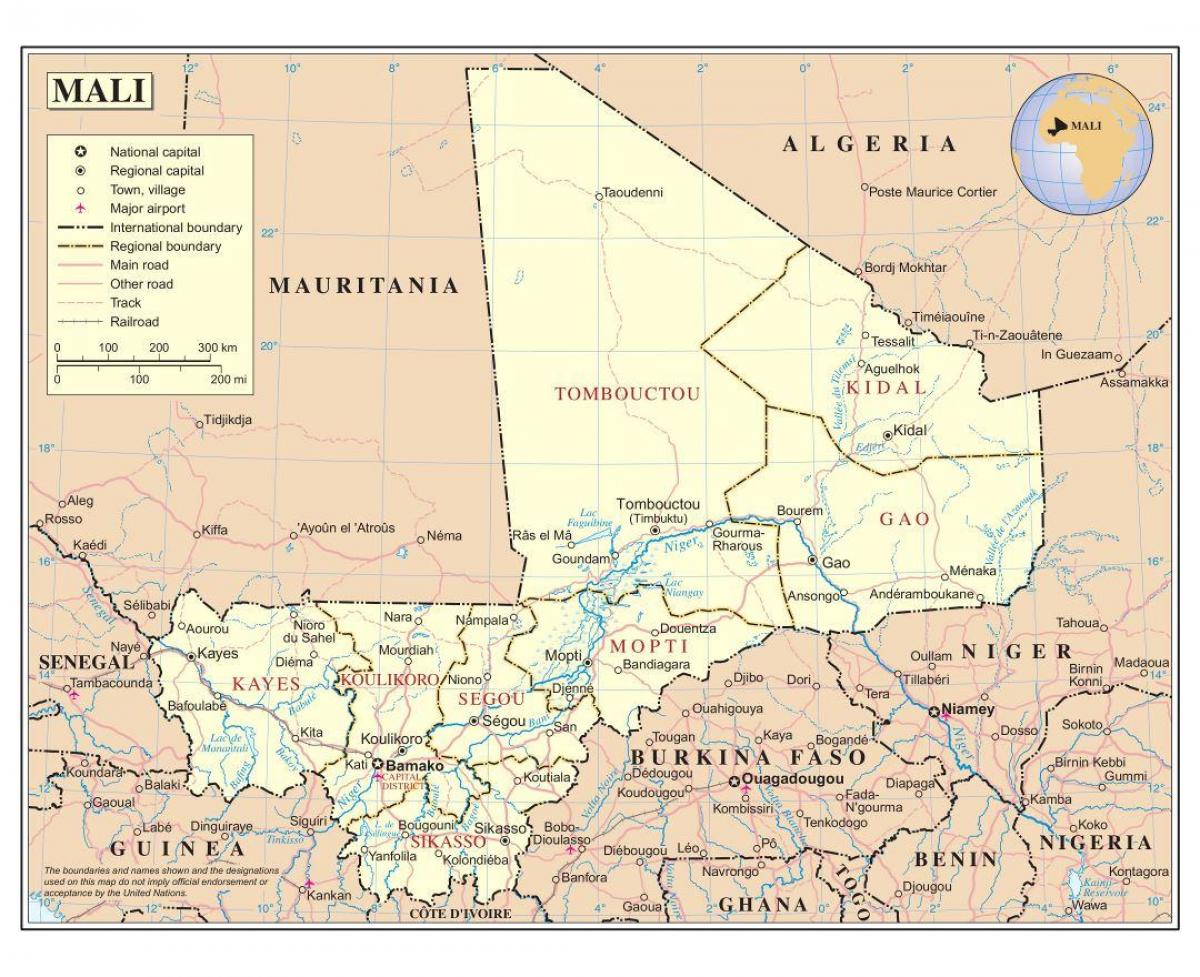 Karte von Mali tief