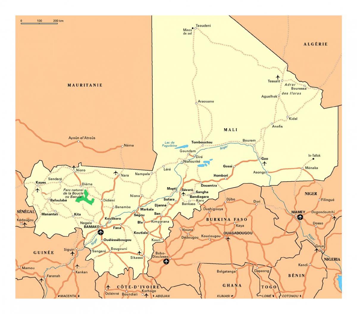 Karte von Mali Städte